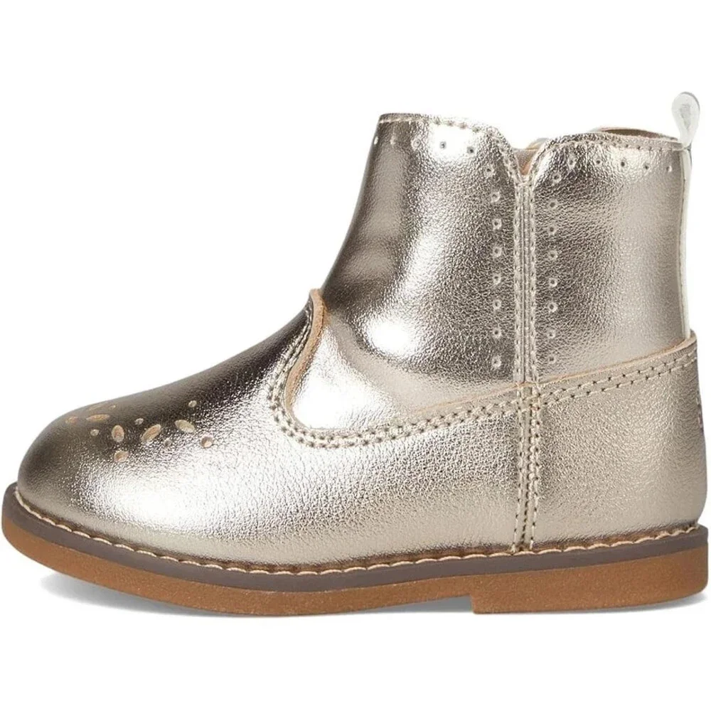 Stride Rite SR Stella BG034202 Boots Toddler Gold Leather Ankle Bootie ZOGG709